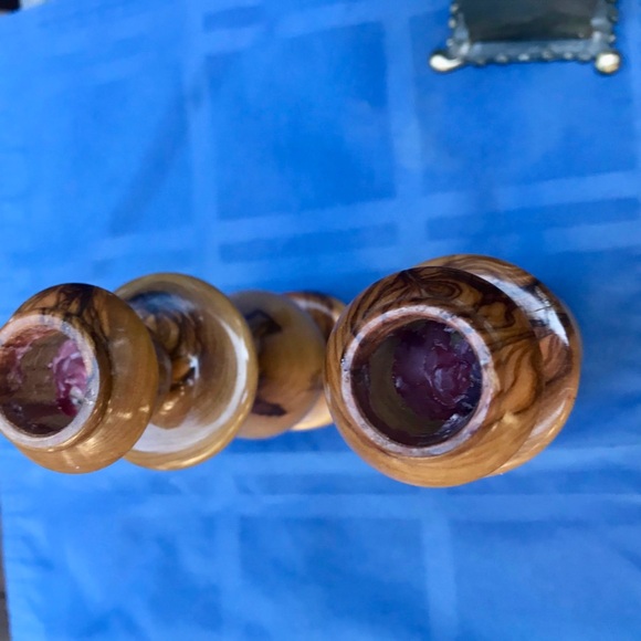 Olive Wood Hand Carved Candlesticks made in Bethlehem - Picture 5 of 6